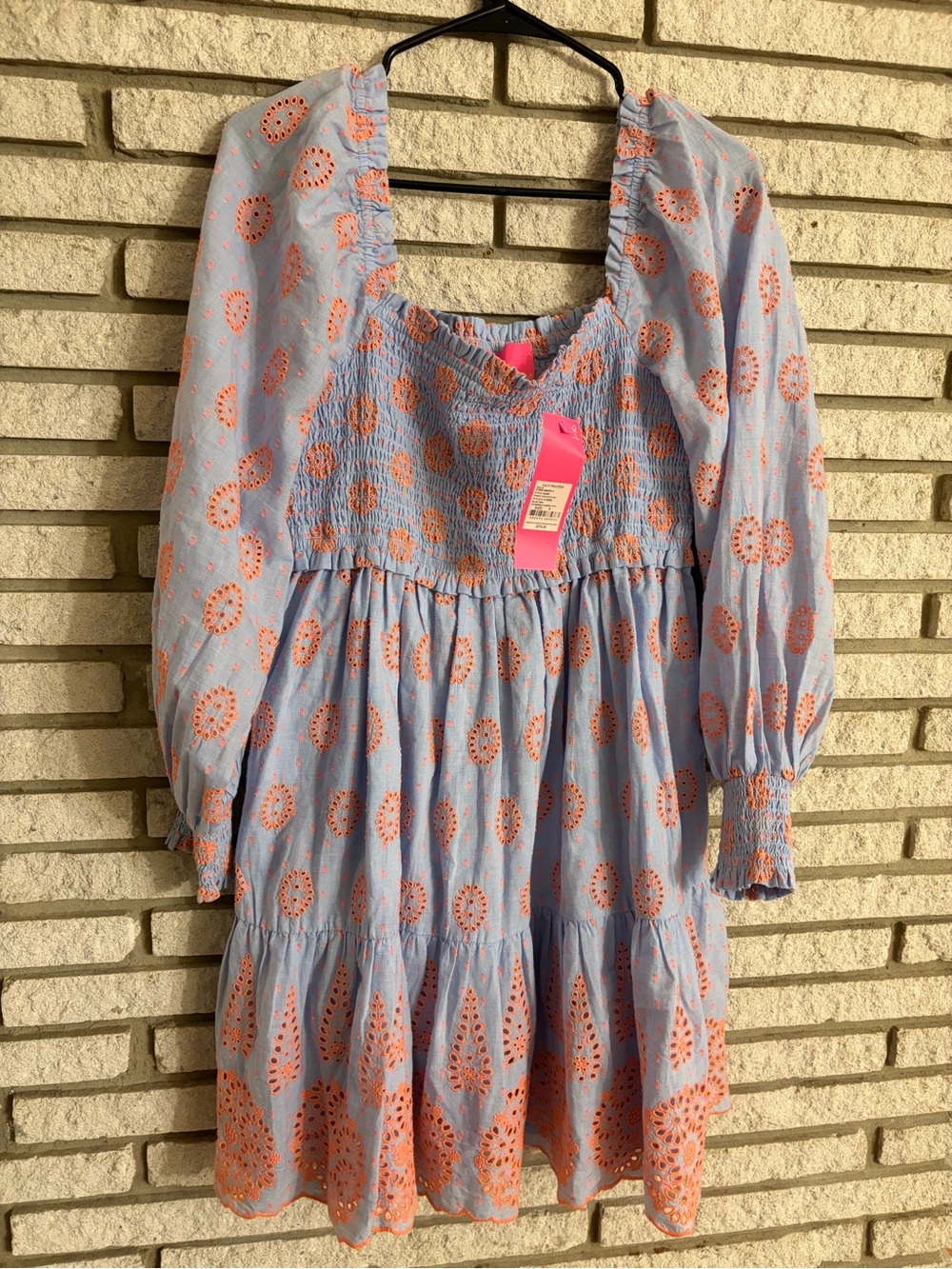 NWT Lilly Pulitzer Rainna smocked long sleeve eyelet dress small